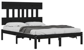 Estrutura de cama 140x190 cm madeira maciça preto