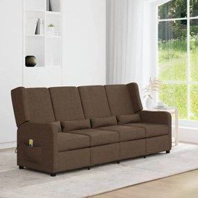 vidaXL Sofá de massagens reclinável 4 lugares tecido castanho