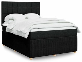 vidaXL Cama com molas/colchão 140x190 cm tecido preto