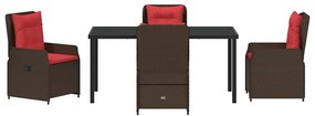 Conjunto de Jantar de Jardim 5 Peças em Rattan Poly Marrom