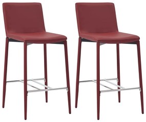 vidaXL Bancos de bar 2 pcs couro artificial vermelho tinto