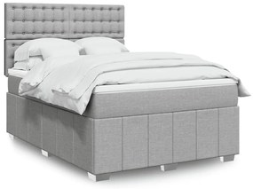 vidaXL Cama com molas/colchão 140x200 cm tecido cinzento-claro