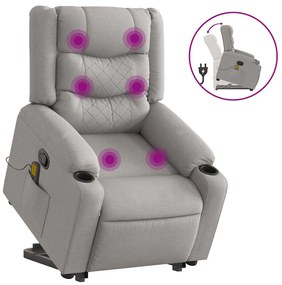 Poltrona elevatória de massagens tecido cinzento-nublado