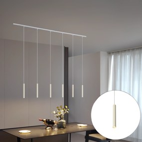 Sistema de iluminação de trilho moderno com 6 pendentes bege e branco monofásico - Slimline Keno
