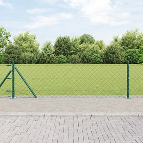 Cerca de Cadeia com 13 Postes Flangados 0.4x25 m Aço Galvanizado