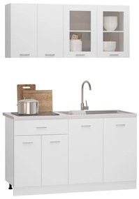 4 pcs conjunto armários de cozinha contraplacado branco