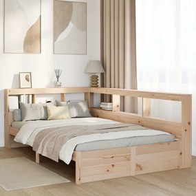 vidaXL Cama com estante sem colchão 120x200 cm pinho maciço