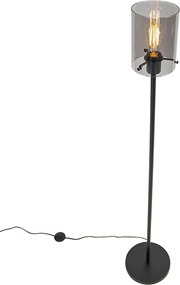 Candeeiro de pé design preto com vidro fumê - Dome