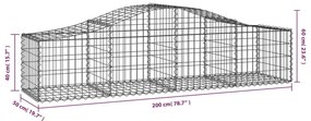 Cestos gabião arqueados 11pcs 200x50x40/60 cm ferro galvanizado