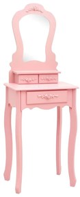 Conj. toucador com banco 50x59x136 cm madeira paulownia rosa