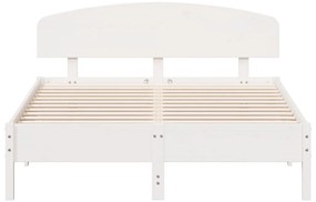 Cama sem colchão 160x200 cm madeira de pinho maciça branco