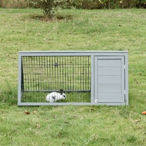 Gaiola triangular para o chão 116 C x 62,2 L x 52,5 A, recinto exterior com dois compartimentos abertos e porta, adequada para coelhos, galinhas e tar