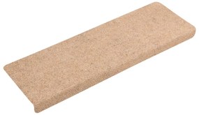 Tapetes de escada 15 pcs 65x21x4 cm tecido agulhado creme