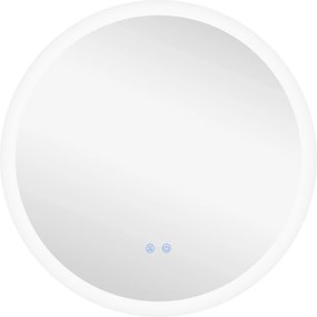 kleankin Espelho Casa de Banho Redondo com Luzes LED 70x70 cm Função Antiembaciamento 3 Luzes Função de Memória e Interruptor Prata | Aosom Portugal