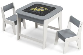 Mesa infantil com 2 cadeiras 3 TLG grupo de assentos infantis madeira com tampo de mesa dupla face natural