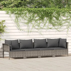 vidaXL 4 pcs conjunto lounge de jardim c/ almofadões vime PE cinzento