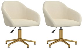 vidaXL Cadeiras de jantar giratórias 2 pcs veludo cor creme