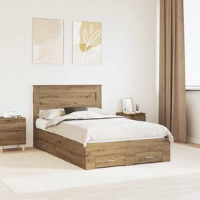 vidaXL Estrutura da Cama com cabeceira Carvalho Artesanal 120 x 200 cm