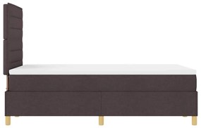 Cama Box com Colchão &amp; LED Castanho Escuro 120x190 cm Tecido