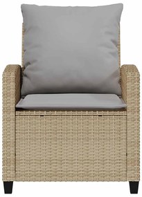 4 pcs conjunto de sofás para jardim c/ almofadões vime PE bege