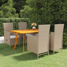 vidaXL 5 pcs conjunto de jantar para jardim bege