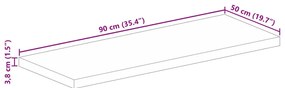 Tampo de mesa retangular 90x50x3,8 cm madeira recuperada maciça