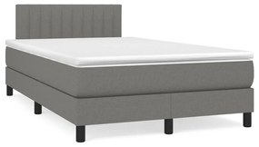 vidaXL Cama boxspring com colchão 120x190 cm tecido cinzento-escuro