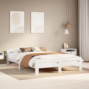 Cama sem colchão 140x190 cm madeira de pinho maciça branco