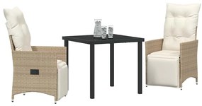 Conjunto de Jantar de Jardim com 3 Peças e Almofadinhas Beijinhas em R