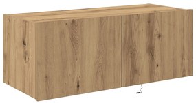 Armário de TV vidaXL com luzes LED Carvalho Artesanal 80x35x31 cm