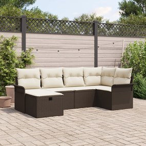 Conjunto de Sofá de Jardim vidaXL de 6 Peças com Almofadas em Rattan P
