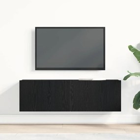 Armário de TV Preto em Madeira de Engenharia 100x30x30 cm