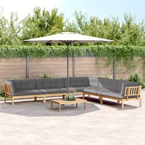 vidaXL 6 pcs conj. sofás paletes p/ jardim c/ almofadões acácia maciça