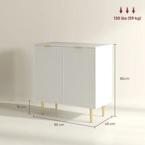 Aparador de Cozinha, 80 x 40 x 80 cm, Prateleira Ajustável, Branco