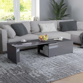vidaXL Mesa de centro 150x50x35 cm contraplacado cinzento brilhante