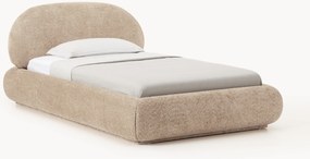 Cama de solteiro estofada em teddy-bouclé Alba