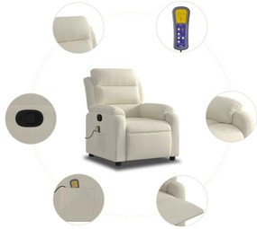 Poltrona de massagens reclinável veludo cor creme