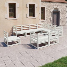 vidaXL 9 pcs conjunto lounge de jardim pinho sólido branco