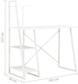 Secretária com unidade de prateleiras 102x50x117 cm branco