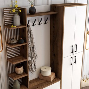 Hall Stand Viyana DA – Nogueira e Branco – 150x200x35 cm