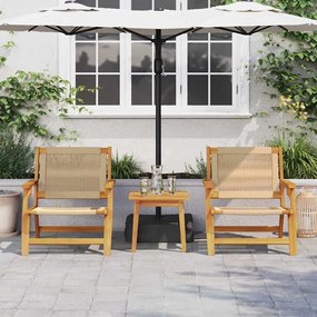 vidaXL Cadeiras de Jardim com Mesa - Conjunto de 3 Peças em Madeira de Acácia Sólida Bege