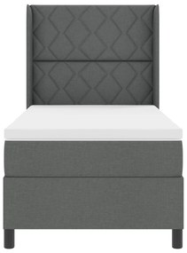 Cama Box Spring com Colchão e LED Cinza Escuro 90x200 cm Tecido