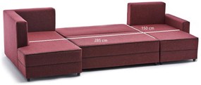 Sofá-Cama de Canto Ece – Vermelho Claret – 315x88x160 cm