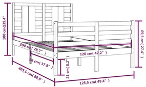 Estrutura de cama 120x200 cm pinho maciço branco