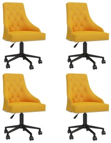 vidaXL Cadeiras de jantar giratórias 4 pcs veludo amarelo