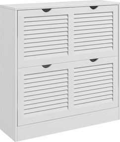 HOMCOM Sapateira Moderna com 2 Gavetas Rebatíveis e Prateleias Ajustáveis para 16 Pares de Sapatos Sapateira Compacta 81,5x25x83 cm Branco | Aosom Portugal