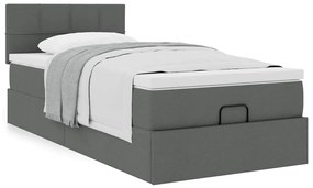 Estrutura cama otomana colchão 90x190 cm tecido cinzento escuro
