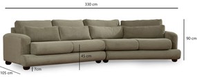 Sofá de 4 Lugares River – Verde – 330 cm x 105 cm x 90 cm