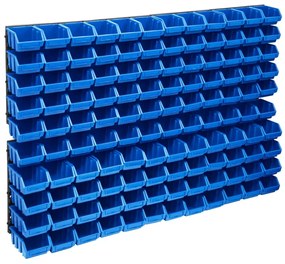 128 pcs Kit caixas arrumação com painéis de parede azul e preto