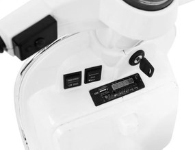 Vespa elétrica para Crianças 12V Scooter, Rodas Espuma EVA assento couro ecológico Branca